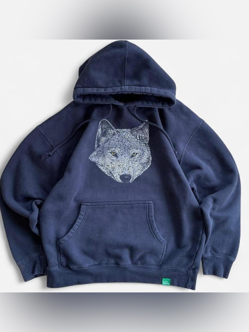 Wild Tribute Navy Blue Unisex Grey Wolf Face Hoodie Sweatshirt L Nature Animal